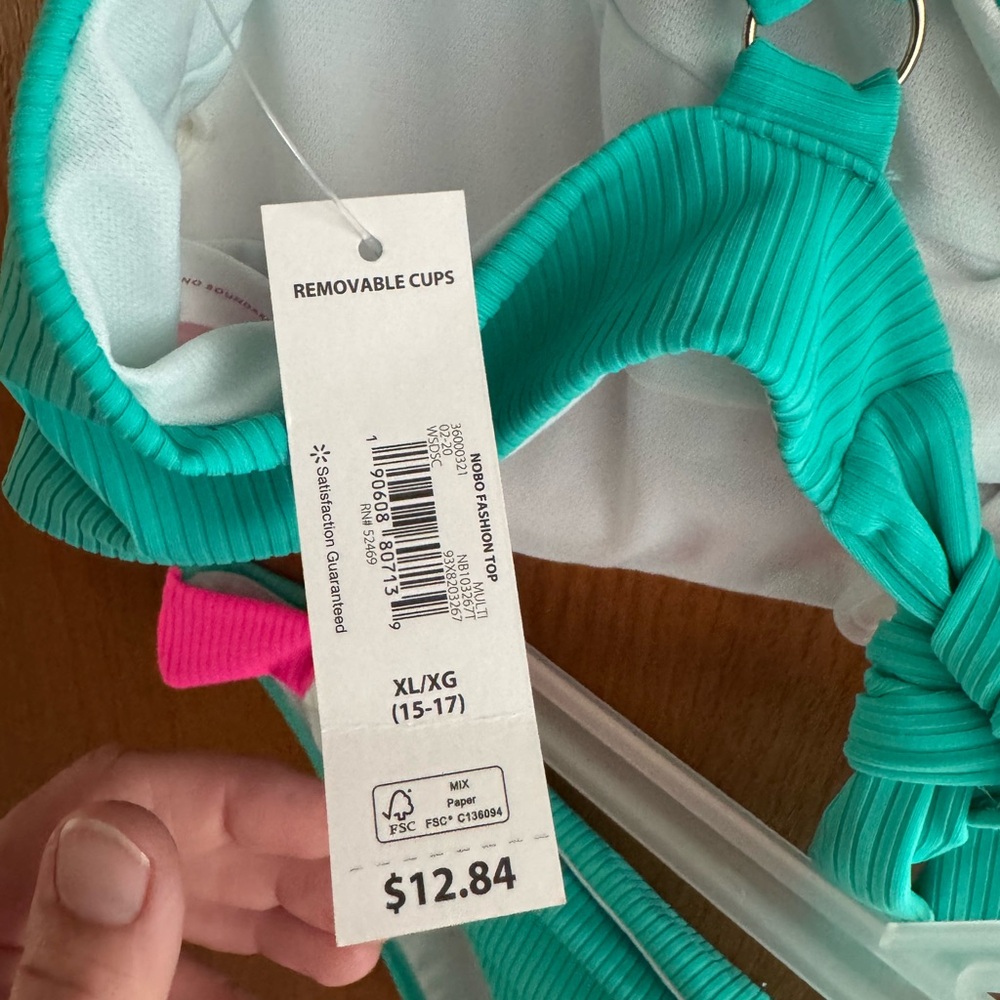No Boundaries Aqua and Pink Bikini Set - Picture 8 of 10